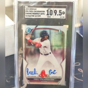 SGC 9.5/10 auto 2023 Bowman Chrome Prospects Frieli Encarnacion Refractor Auto